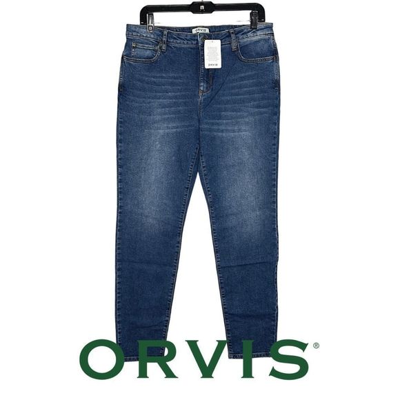 Orvis Womens Blue Medium Wash Mid Rise Skinny Jeans Size 14 Plus - Picture 1 of 9